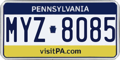 PA license plate MYZ8085