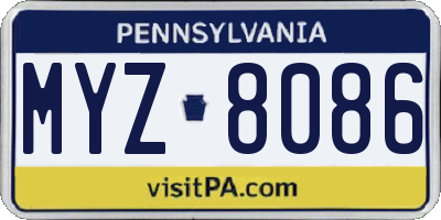 PA license plate MYZ8086