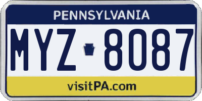 PA license plate MYZ8087