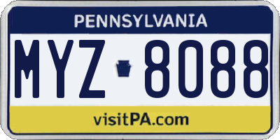 PA license plate MYZ8088