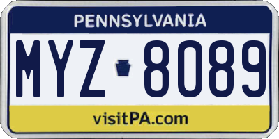 PA license plate MYZ8089