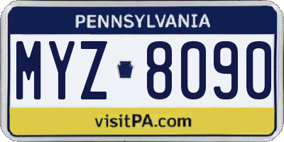 PA license plate MYZ8090