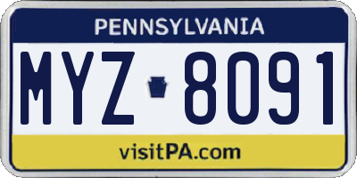 PA license plate MYZ8091