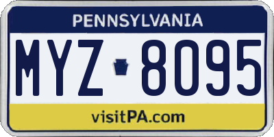 PA license plate MYZ8095