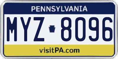 PA license plate MYZ8096