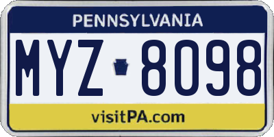 PA license plate MYZ8098