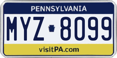 PA license plate MYZ8099