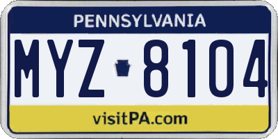 PA license plate MYZ8104