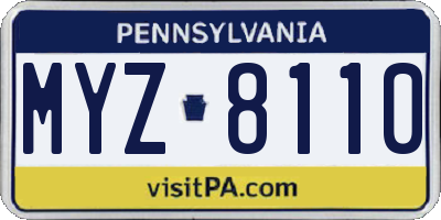 PA license plate MYZ8110