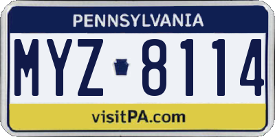 PA license plate MYZ8114