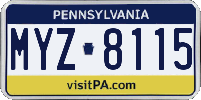 PA license plate MYZ8115