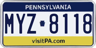 PA license plate MYZ8118