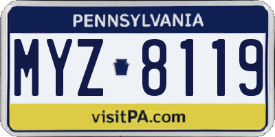 PA license plate MYZ8119