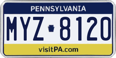 PA license plate MYZ8120
