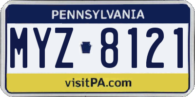 PA license plate MYZ8121