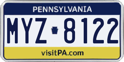 PA license plate MYZ8122
