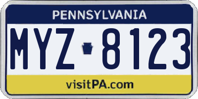 PA license plate MYZ8123