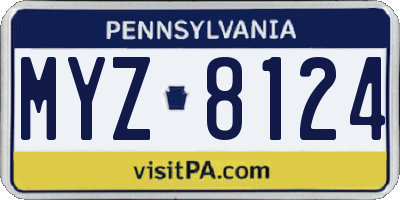 PA license plate MYZ8124