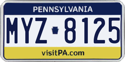 PA license plate MYZ8125