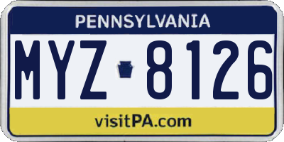 PA license plate MYZ8126