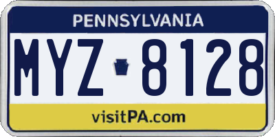PA license plate MYZ8128