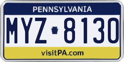 PA license plate MYZ8130