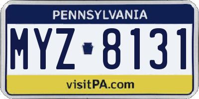 PA license plate MYZ8131