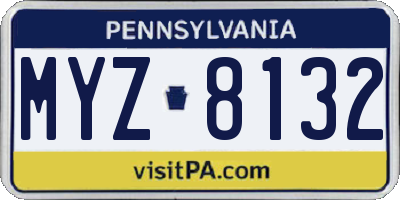 PA license plate MYZ8132