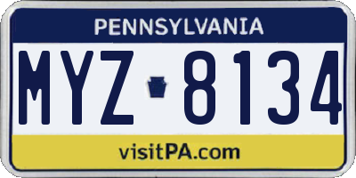 PA license plate MYZ8134