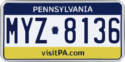 PA license plate MYZ8136