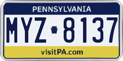 PA license plate MYZ8137