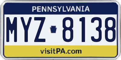 PA license plate MYZ8138