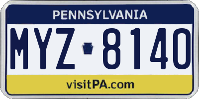 PA license plate MYZ8140