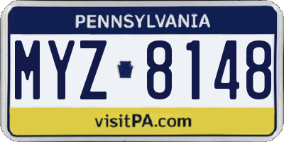 PA license plate MYZ8148