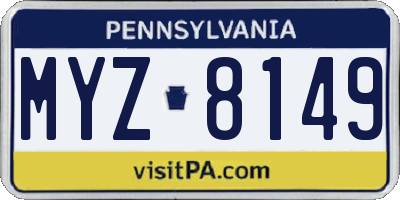 PA license plate MYZ8149
