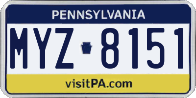 PA license plate MYZ8151