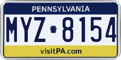 PA license plate MYZ8154
