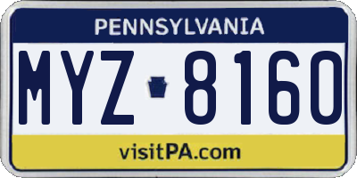 PA license plate MYZ8160