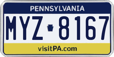 PA license plate MYZ8167