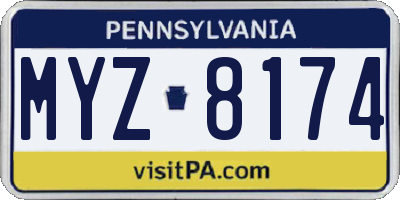 PA license plate MYZ8174