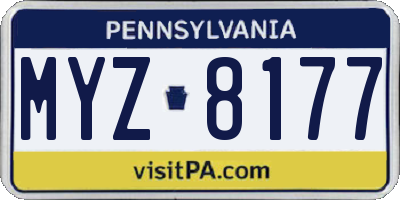 PA license plate MYZ8177