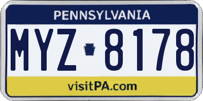 PA license plate MYZ8178