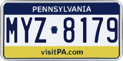 PA license plate MYZ8179