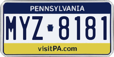 PA license plate MYZ8181