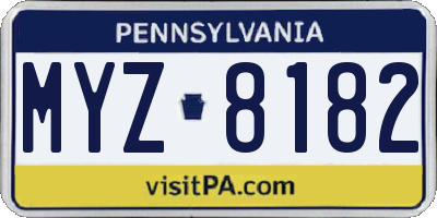 PA license plate MYZ8182