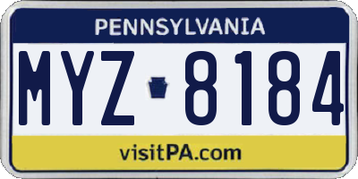 PA license plate MYZ8184
