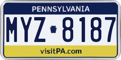 PA license plate MYZ8187