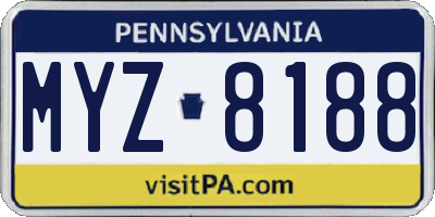 PA license plate MYZ8188