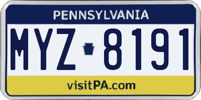 PA license plate MYZ8191