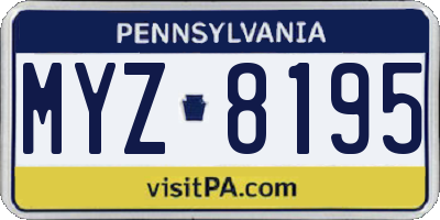PA license plate MYZ8195